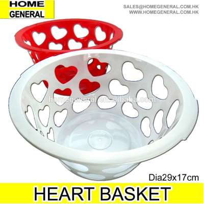 VALENTINE BASEKT, SEASONAL BASKET, ROUND HEART SHAPE BASKET, PLASTIC GIFT BASKET, SEASONAL BASKET WITH HEART SHAPES, 2016 HK